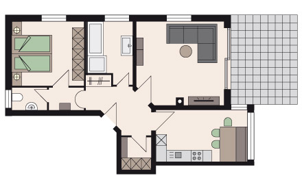 Grundriss: ca. 65 qm großzügig durchdacht
